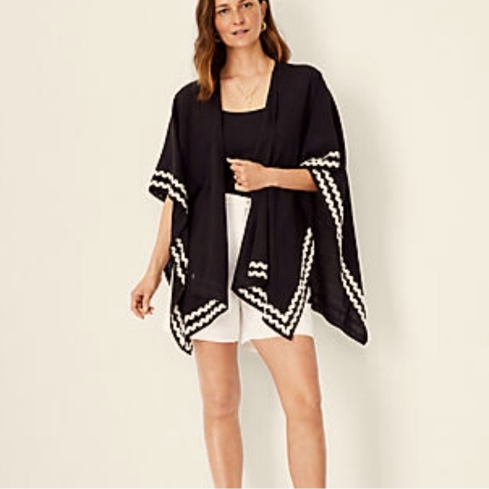 Ann Taylor light weight trimmed poncho /wrap one size